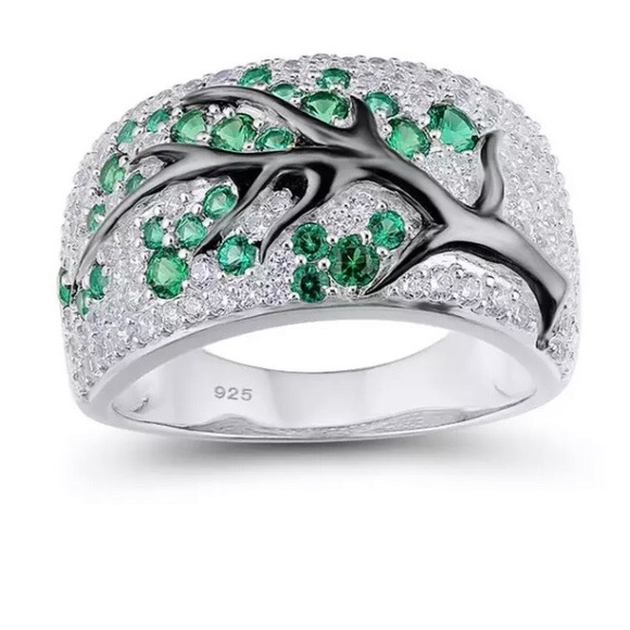 NWOT 925 sterling silver green tree ring - Picture 4 of 4